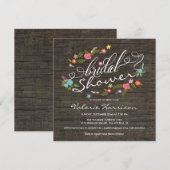 Rustic Wood Floral Wreath Vrijgezellenfeest Invite Kaart (Voorkant / Achterkant)