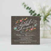 Rustic Wood Floral Wreath Vrijgezellenfeest Invite Kaart (Staand voorkant)