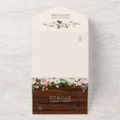 Rustic Wood Floral Wreath Wedding All In One Uitnodiging (Buitenkant)
