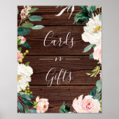 Rustic Wood Floral Wreath Wedding Cards & Gifts Poster (Voorkant)