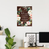 Rustic Wood Floral Wreath Wedding Welcome Sign Poster (Thuiskantoor)