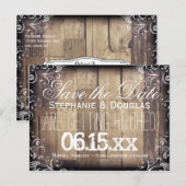 Rustic Wood Flourish Save the Date Briefkaarten (Voorkant / Achterkant)