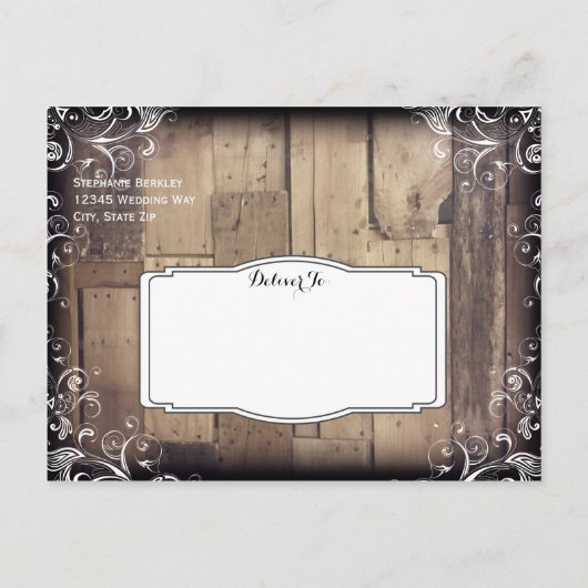 Rustic Wood Flourish Save the Date Briefkaarten (Achterkant)