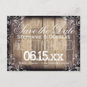 Rustic Wood Flourish Save the Date Briefkaarten (Voorkant)