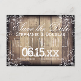 Rustic Wood Flourish Save the Date Briefkaarten