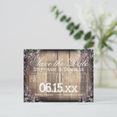 Rustic Wood Flourish Save the Date Briefkaarten (Staand voorkant)