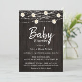 ** Rustic Wood Flower Lights Rozen Baby shower Kaart (Staand voorkant)
