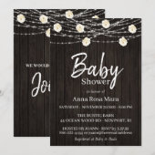 ** Rustic Wood Flower Lights Rozen Baby shower Kaart (Voorkant / Achterkant)