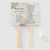 Rustic Wood Flowers String Lights Wedding Programs Handwaaier (Voorkant en achterkant)