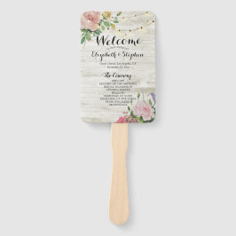 Rustic Wood Flowers String Lights Wedding Programs Handwaaier