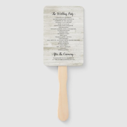Rustic Wood Flowers String Lights Wedding Programs Handwaaier (Achterkant)
