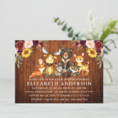 Rustic Wood Flowers Woodland Animals Shower Kaart (Staand voorkant)