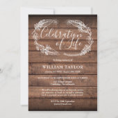 Rustic Wood Foliage Celebration of Life Funeral Kaart (Voorkant)