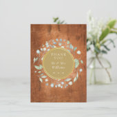 Rustic Wood Foliage Garland Gold Wedding Bedankkaart (Staand voorkant)