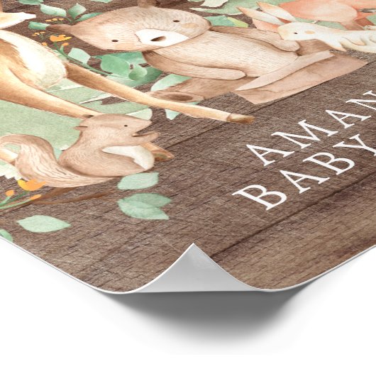 Rustic Wood Forest Animals Welcome Baby shower Poster (Hoek)