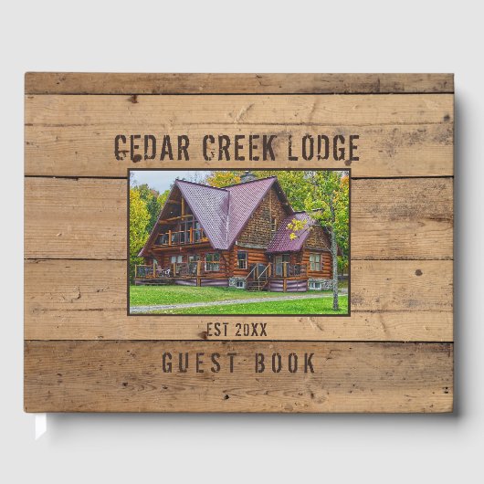 Rustic Wood Forest Trees Foto gepersonaliseerd Gastenboek (Voorkant)