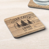 Rustic Wood Forest Trees Personalized Bier Onderzetter (Linkerzijde)