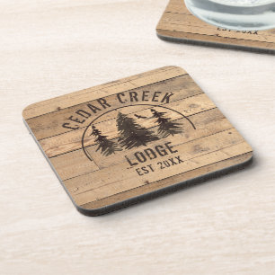 Rustic Wood Forest Trees Personalized Bier Onderzetter
