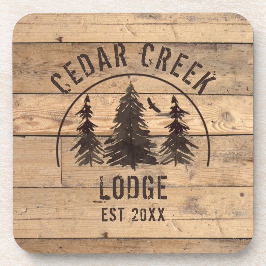 Rustic Wood Forest Trees Personalized Bier Onderzetter (Voorkant)