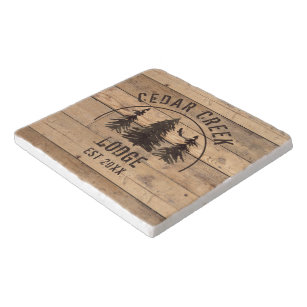 Rustic Wood Forest Trees Personalized Trivet