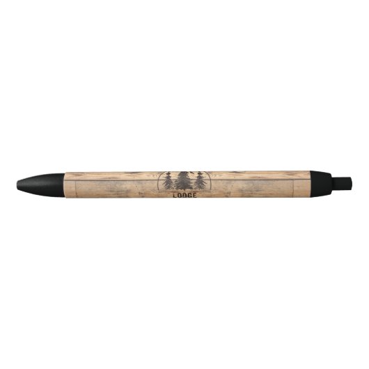 Rustic Wood Forest Trees Vacation Rental Zwarte Inkt Pen (Voorkant)