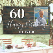 Rustic Wood Foto 60th Birthday Party Banner
