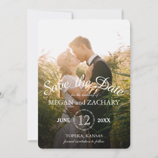 Rustic Wood Foto Aangepast huwelijk sparen de datu Save The Date (Voorkant)