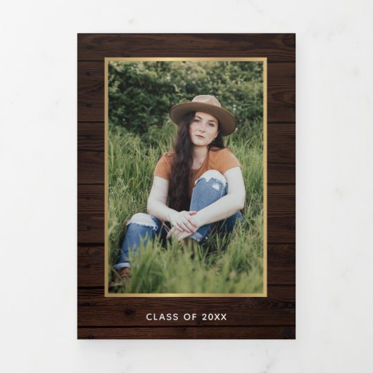 Rustic Wood Foto Afstuderen Aankondiging (Cover)