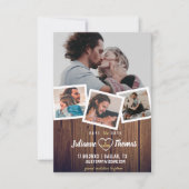 Rustic Wood Foto collage Elegant Wedding Save the Date (Voorkant)