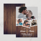 Rustic Wood Foto collage Elegant Wedding Save the Date (Voorkant / Achterkant)