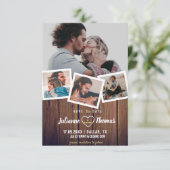 Rustic Wood Foto collage Elegant Wedding Save the Save The Date (Staand voorkant)