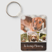 Rustic Wood Foto Collage Pet Memorial Sleutelhanger (Voorkant)
