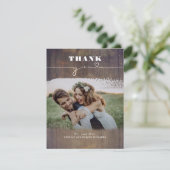 Rustic Wood Foto overlay Weddenschap Hartelijk dan Bedankkaart (Staand voorkant)