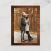 Rustic Wood Foto QR Wedding RSVP Informatiekaartje (Achterkant)