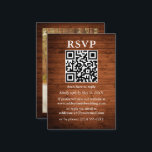 Rustic Wood Foto QR Wedding RSVP Informatiekaartje<br><div class="desc">Rustic Wood Wedding RSVP Kaart met je QR-code. Foto terug.</div>