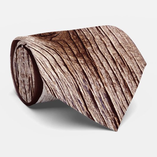 Rustic Wood Foto Realistic Natuur Texture Stropdas (Opgerold)