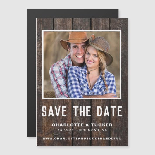 Rustic Wood Foto slaat de datum op (Voorkant / Achterkant)