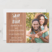 Rustic Wood Foto slaat de datum op Save The Date (Voorkant)