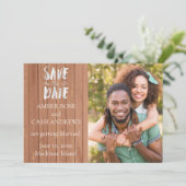 Rustic Wood Foto slaat de datum op Save The Date (Staand voorkant)