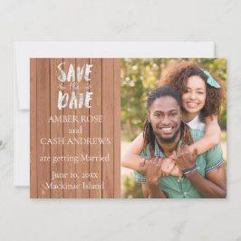 Rustic Wood Foto slaat de datum op Save The Date