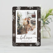 Rustic Wood Foto Sneeuwvlok Feestdagenkaart (Staand voorkant)