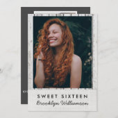 Rustic Wood Foto Sweet 16 Verjaardag Uitnodiging (Voorkant / Achterkant)