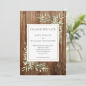 Rustic Wood Foto verandert de datum waarop Greener Save The Date (Staand voorkant)