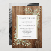 Rustic Wood Foto verandert de datum waarop Greener Save The Date (Voorkant / Achterkant)