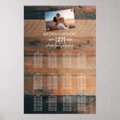Rustic Wood Foto Wedding Seating Chart Poster (Voorkant)