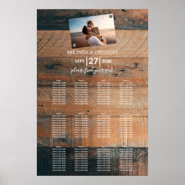 Rustic Wood Foto Wedding Seating Chart Poster