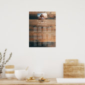Rustic Wood Foto Wedding Seating Chart Poster (Keuken)