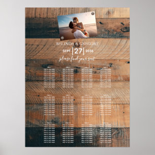 Rustic Wood Foto Wedding Seating Chart Poster