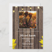 Rustic Wood Foto Westerne bruiloft Kaart (Voorkant)