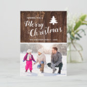 Rustic Wood | Foto's voor Kerstmis 2 Feestdagenkaart (Staand voorkant)